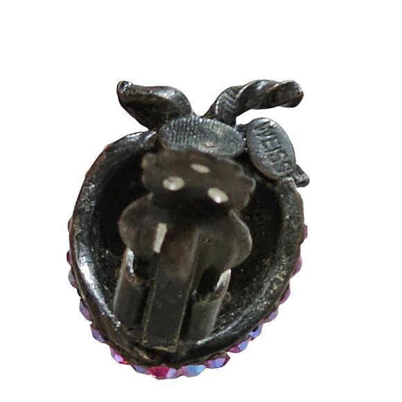 Vintage Signed Weiss Clip-On Strawberry Earrings With AB‎ Rhinestones - Picture 2 of 7